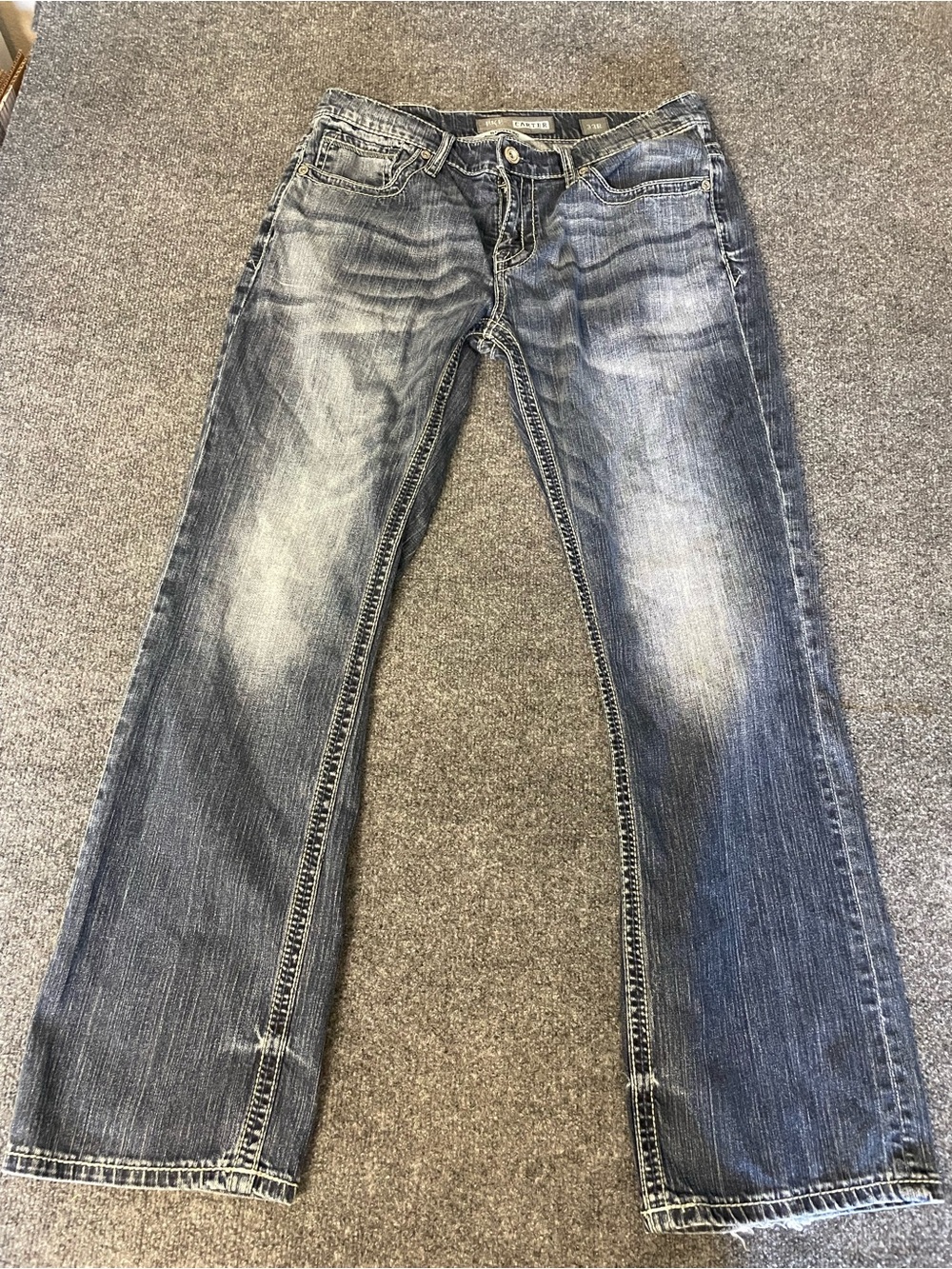 BKE Men's Faded Blue Bootcut Jeans